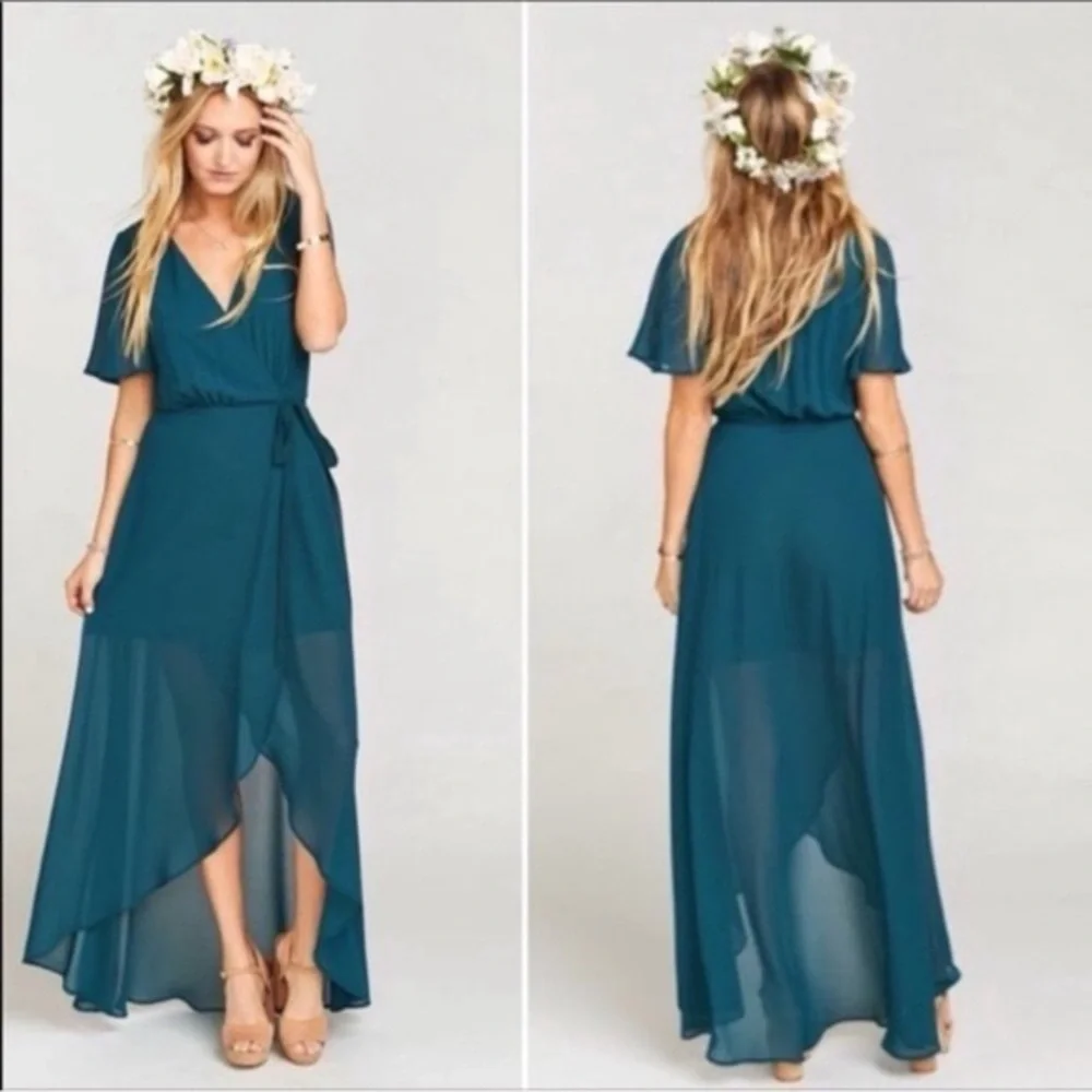 Show Me Your Mumu Sophia Wrap Dress Deep Jade NWT